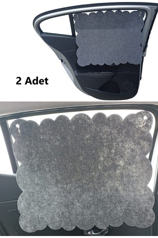 Oto Güneşlik Perdesi Yan Cam Araç Perdesi Arka Koltuk Emzirme Örtüsü Gri Keçe Vantuzlu 2 Adet
