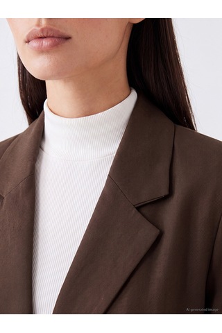 Lcw Studıo Kahverengi Kruvaze Yaka Kadın Blazer Ceket