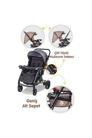 Combo Maxi Pro Çift Yönlü Bebek Arabası Siyah