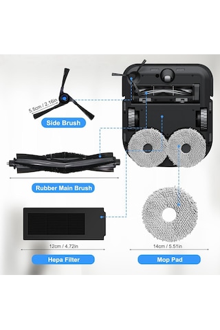 Leasetake Ecovacs Deebot X2 Omni Robot Süpürge Yedek Parçaları Ana Yan Fırça Hepa Filtreleri Paspas Pedleri Toz Torbaları