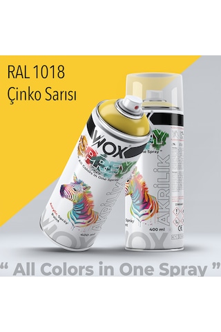 Wox Akrilik Sprey Boya, Ral 1018 Çinko Sarısı 400 Ml.