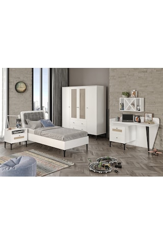 Trio White Ders Çalışma Masası %100mdf 2. Beyaz