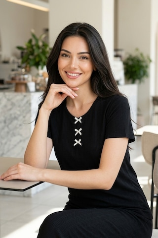 Aura Collections Kadın Bambu Viskon Transfer Ribana Kısa Kollu Düğmeli Pijama Takımı Siyah