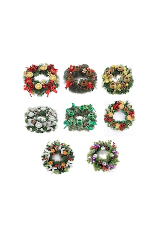 Youtek 30cm Yeşil Plastik Noel Gerdanı - 2.2 İnç Mumluk Için Simülasyon Çiçekli Aksesuar, Otel/alışveriş Merkezi Dekorasyon Unsurları