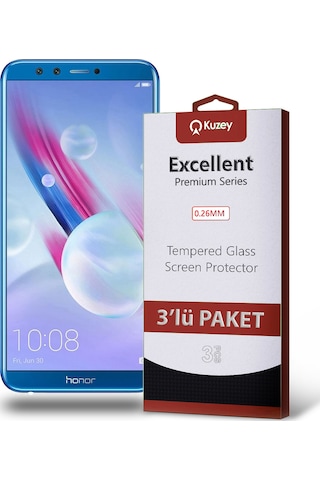 Huawei Honor 9 Lite ile Uyumlu Kırılmaz Temperli Ekran Koruyucu Cam Ekonomik 3'lü Paket
