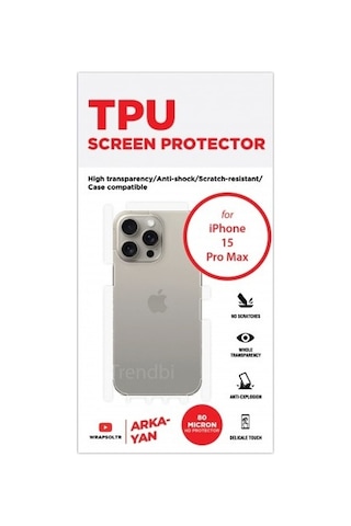 Apple iPhone 15 Pro Max Uyumlu Arka Ve Yan Koruyucu Tpu Film