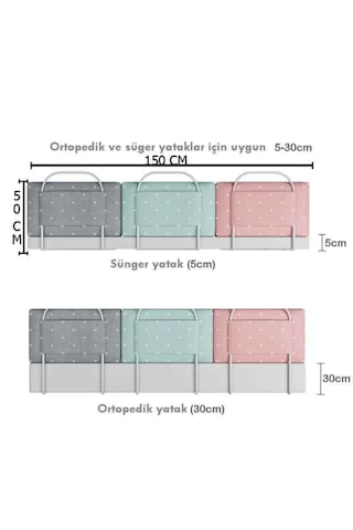 150 Cm Yeni Nesil Yatak Bariyeri, Yatak Koruyucu Yeşil