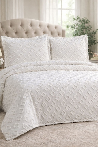 Yatak Örtüsü Seti 240x260 Cm + 2 Adet 55x70 Cm Yastık Kılıfı Süt