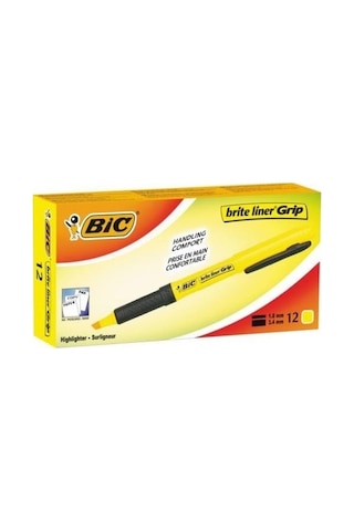 Bic Brite Line Grip Fosforlu Kalem Sarı 12'li Sarı