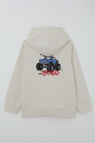Breeze Erkek Çocuk Sweatshirt Macera Temalı Arazi Aracı Sırt Baskı Detaylı 4-8 Yaş , Bej Melanj