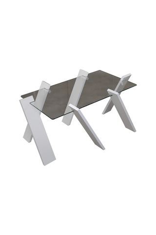 Roman Maxi Cam Orta Sehpa Beyaz / Renkli Dikdörtgen Orta Sehpa