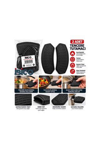 İbico K22-017 2'li Silikon Tava Tutacağı Siyah- 24'li Paket