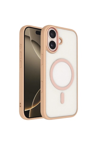 Joko - 313 - Apple iPhone Uyumlu 16 Terea Magsafe Kapak - Spt-gld - - Pembe