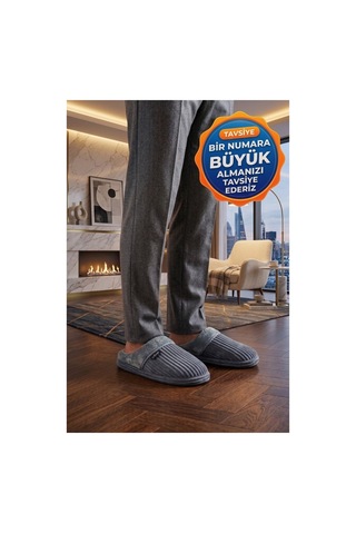 Modafocus Erkek Ortopedik Merdane Ev Terliği - Gri Gri