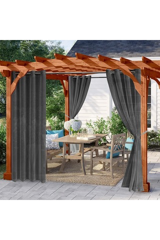 Neevoyu Siyah Tekli Perde - Su Geçirmez, Uv Engelliyici, Poliester, Delikli, 132x183 Cm, Ev Ve Dış Mekan Uygun Siyah