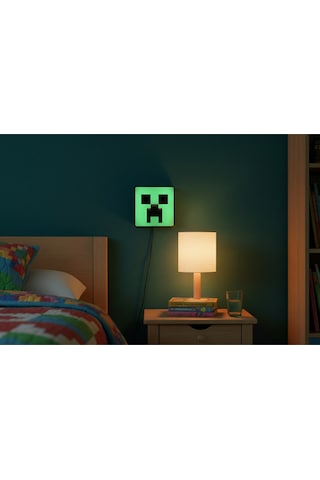 Sincara Home Minecraft Creaper Figürlü Gece Lambası Lightbox Yeşil