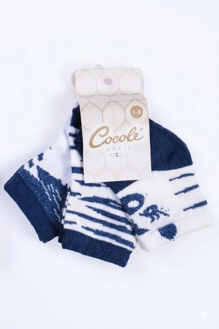 Cocole Socks Erkek Çocuk Soket Çorabı 3 Lü Set Pamuklu Soyut Figür Desenli Çok Renkli