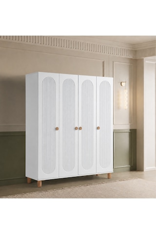 Pema Home Peri %100 Mdf Membran 4 Kapaklı Dolap Gardırop Aynasız Aytaşı