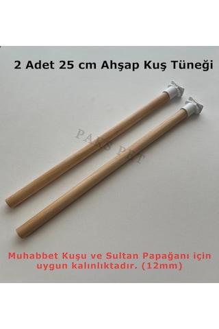 Paks Pet Ahşap Kuş Tüneği Muhabbet Kuşu Tüneği 2'li 25 CM