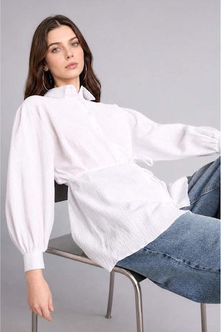 Defacto Relax Fıt Kırışık Dokulu Kumaş Uzun Kollu Beyaz Tunik H7714ax26hswt16 Beyaz-wt16