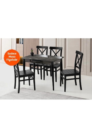 Milano Ortadan Açılır Parlak Ahşap Yemek Masa Siyah Mermer 90x140