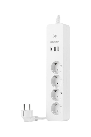 Neutron Akıllı Wi-fi Destekli 4'lü Akım Korumalı Priz 2 USB 1 Type-C Uzatma Kablosu