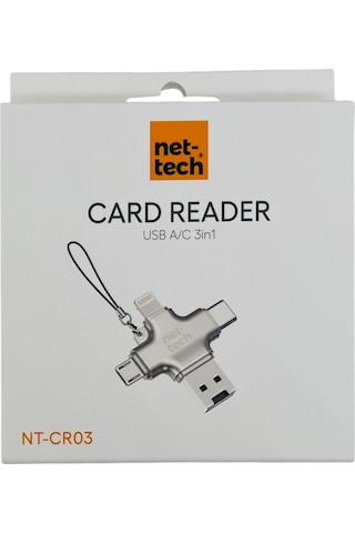 Nettech Nt-cr03 Lighting + Type-c + Micro To Usb Sd Kart Okuyucu - Gri Diğer