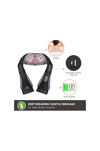 Snailax Kablosuz Masaj Shiatsu Boyun Masajı, Isı Fonksiyonlu, 4d Dönen Masaj, Boyun Omuz Sırtı İçin Kas Gevşetme, Erkekler / Kadınlar / Anne / Baba İçin Hediyeler