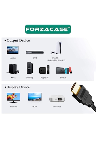 Forzacase Hd 1080p Tv Pc Projeksiyon Uyumlu Hdmi Uzatma Kablosu Dişi Erkek 3 Metre - Fc1189
