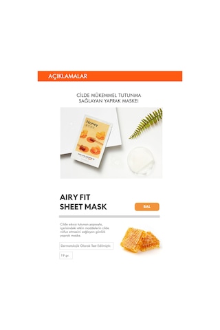 Missha Bal İçerikli Yoğun Nemlendirici Yaprak Maske 1 Adet Airy Fit Sheet Mask Honey