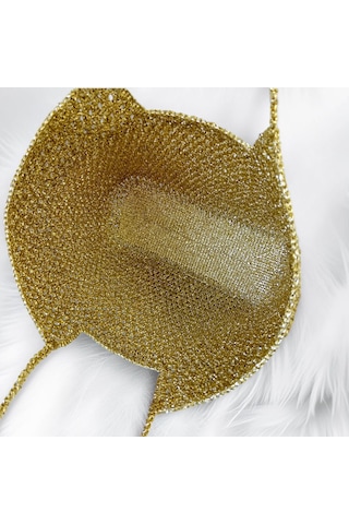 Embahandmade Metalik Altın El Örgüsü Plaj Çantası Şık Yazlık Omuz Tote Bag Gold