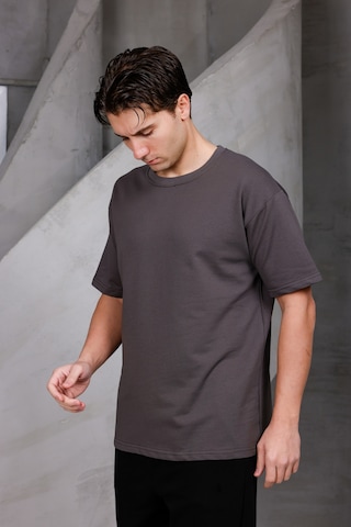 Erkek Basic Oversize Bisiklet Yaka 2 İki İplik Kompakt T-shirt Kahverengi