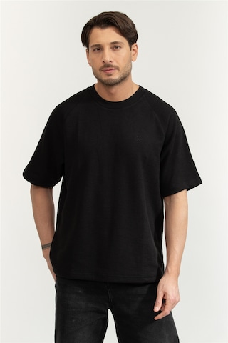 Cozy Flatback Rib Ss Relaxed Tee Erkek Bisiklet Yaka T-shirt Siyah