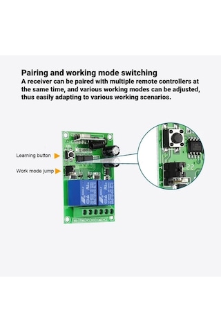 Mauedest 433mhz Evrensel Uzaktan Kumanda Anahtarı Kablosuz Röle 2ch Modülü Verici Alıcı Dc 12v 24v Garaj Kapısı