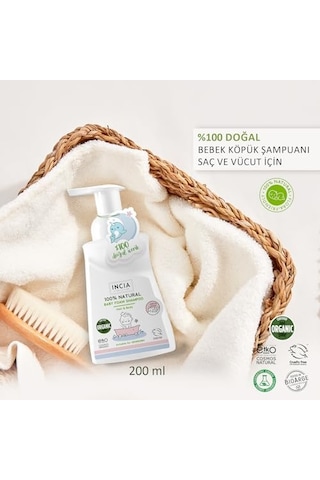 %100 Doğal Organik Sertifikalı Bebek Köpük Şampuanı Saç Vücut Lavanta Konak Önleyici Yenidoğan 200 Ml