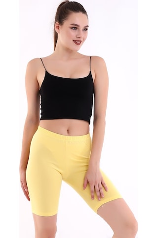 Self Clothing Kadın Sarı Penye Kumaş Yüksek Bel Kısa Tayt Slf1295