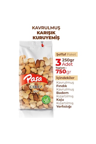Paşa Kuruyemiş Kavrulmuş Karışık Kuruyemiş 3 x 250 G