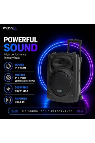 - Port8vhf-bt - Taşınabilir Hoparlör, 8 İnç 20,3 Cm /maks. 400w, 2 Mikrofonlu Kablolu Ve Vhf , Uzaktan Kumanda Ve Koruyucu Kılıf - Bluetooth, Usb, Sd - 4-6 Saat Bağımsız Çalışma Süresi