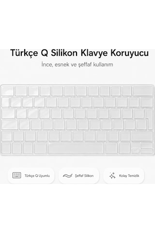 Macbook Pro 16.2 İnç M1 M2 M3 M4 M5 A2485 A2991 A2780 Uyumlu Şeffaf Türkçe Q Klavye Koruyucu Silikon Diğer