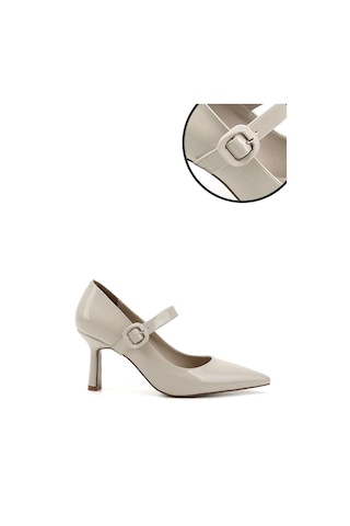 Gönderi R Ten Rugan Sivri Burun Kadeh Ökçe Mary Jane Ayakkabı Ten Rugan