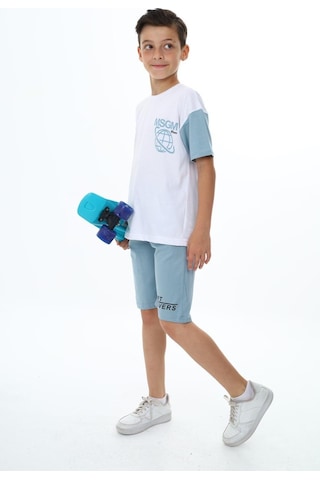Erkek Çocuk Msgm Baskılı Şortlu Takım-5873-Mavi