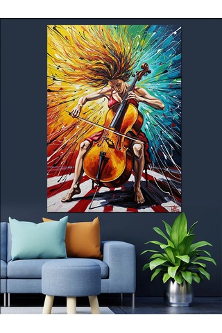 Ahşap Tablo Gitar Çalan Adam Soyut