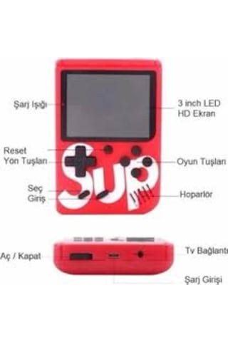Mobgift Retro El Oyun Konsolu 3 İnç Hd Arcade 400 Games Süper Eğlence Ateri "