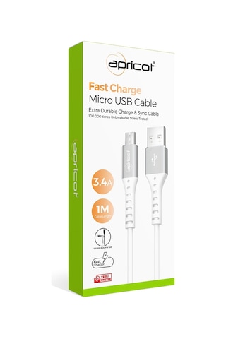 Apricot APC-A140M Micro USB 1 M 3.4A Şarj Data Kablosu