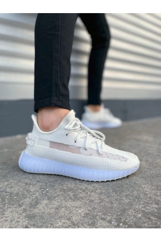 Mevese Morven Erkek , Kadın Triko Sneaker Ayakkabı Günlük Bağcıklı Hafif Spor Modeli - Beyaz