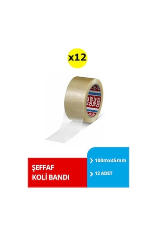 Tesa Koli Bandı Doğal Kauçuk Şeffaf 100mx45mm X12 Adet 100mm