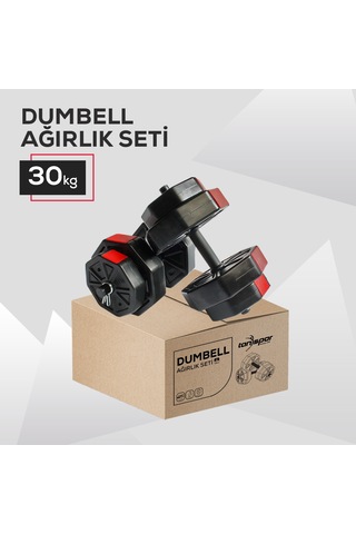 Tan Spor Dambıl Halter Ağırlık Kısa Bar Set 30 KG