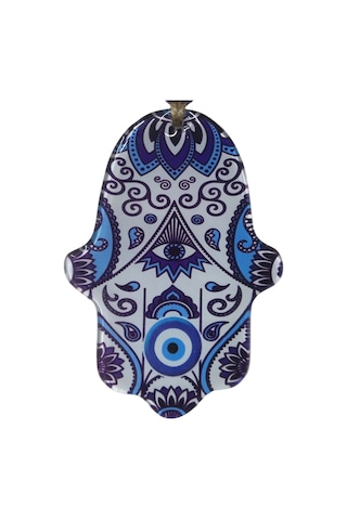 Mandala Desenli Cam Fatma Eli Nazarlık - Dekoratif Duvar Aksesuarı 10x15 Cm