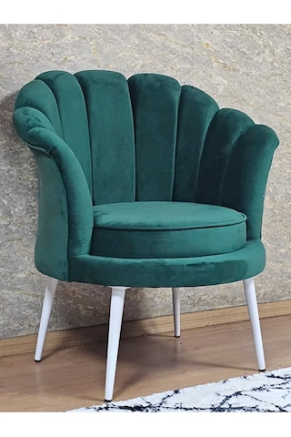 Tekli İstiridye Beyaz Boyalı Sivriltme Ayak Çay Seti Koltuk Tekli Çok Renkli