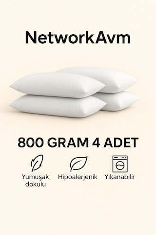High Comfort Nefes Alan Silikon Yastık A Plus 800 Gram 4 Adet Beyaz